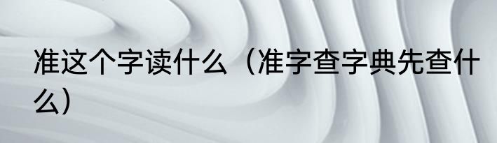 准这个字读什么（准字查字典先查什么）