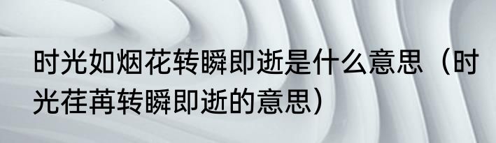 时光如烟花转瞬即逝是什么意思（时光荏苒转瞬即逝的意思）