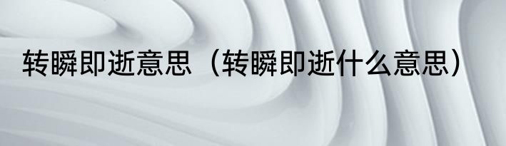 转瞬即逝意思（转瞬即逝什么意思）