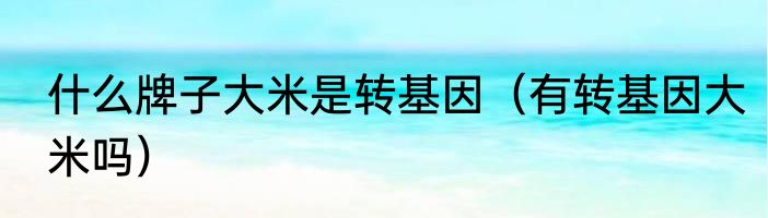 什么牌子大米是转基因（有转基因大米吗）