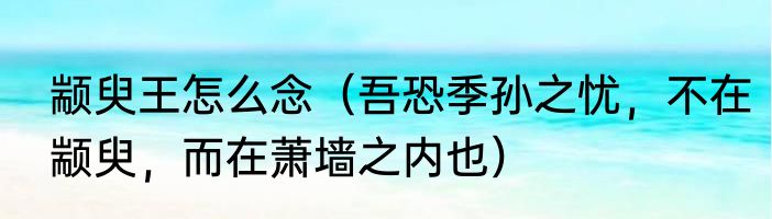 颛臾王怎么念（吾恐季孙之忧，不在颛臾，而在萧墙之内也）