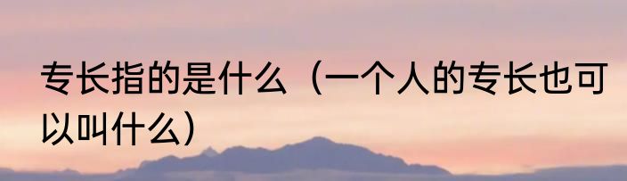 专长指的是什么（一个人的专长也可以叫什么）