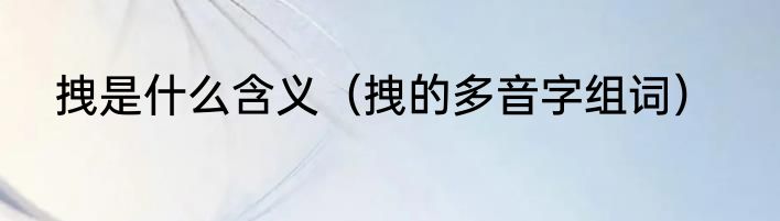 拽是什么含义（拽的多音字组词）