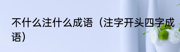 不什么注什么成语（注字开头四字成语）