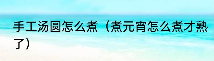 手工汤圆怎么煮（煮元宵怎么煮才熟了）