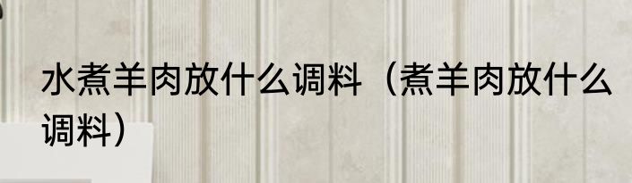 水煮羊肉放什么调料（煮羊肉放什么调料）