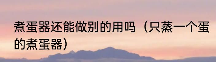 煮蛋器还能做别的用吗（只蒸一个蛋的煮蛋器）