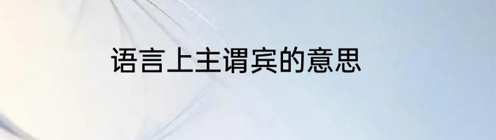 语言上主谓宾的意思