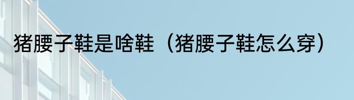 猪腰子鞋是啥鞋（猪腰子鞋怎么穿）