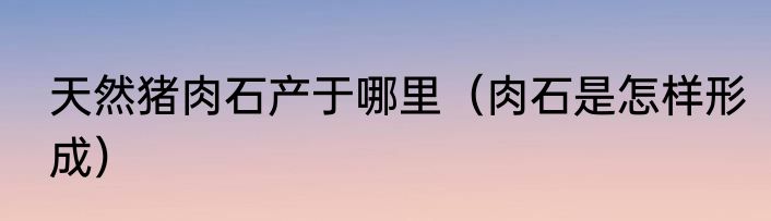 天然猪肉石产于哪里（肉石是怎样形成）