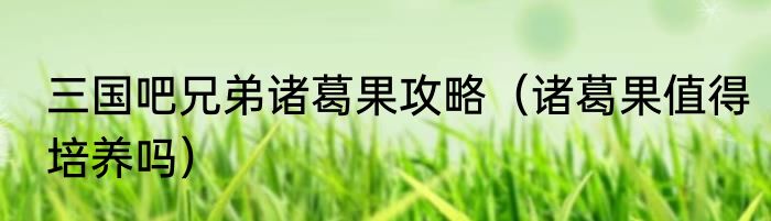 三国吧兄弟诸葛果攻略（诸葛果值得培养吗）