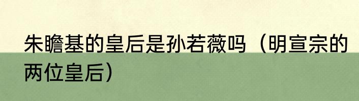 朱瞻基的皇后是孙若薇吗（明宣宗的两位皇后）