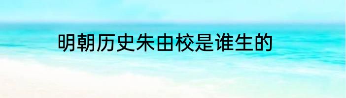 明朝历史朱由校是谁生的