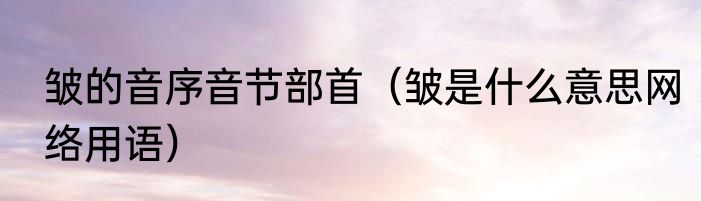 皱的音序音节部首（皱是什么意思网络用语）