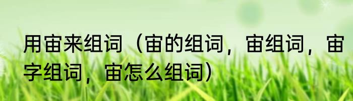 用宙来组词（宙的组词，宙组词，宙字组词，宙怎么组词）