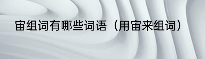 宙组词有哪些词语（用宙来组词）