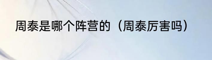 周泰是哪个阵营的（周泰厉害吗）