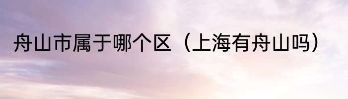 舟山市属于哪个区（上海有舟山吗）