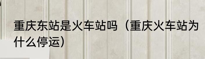 重庆东站是火车站吗（重庆火车站为什么停运）