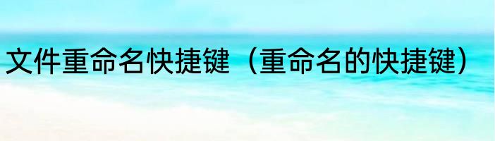 文件重命名快捷键（重命名的快捷键）