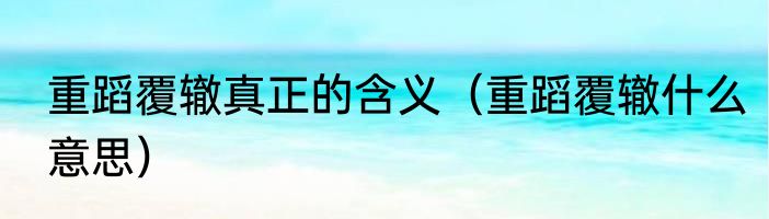 重蹈覆辙真正的含义（重蹈覆辙什么意思）