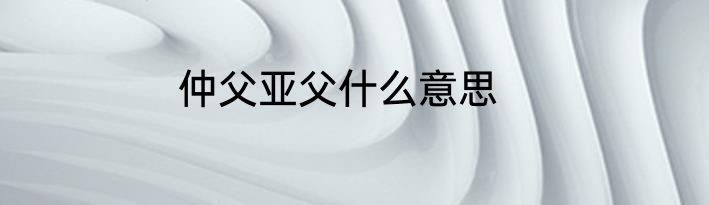 仲父亚父什么意思