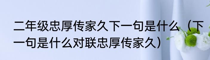 二年级忠厚传家久下一句是什么（下一句是什么对联忠厚传家久）