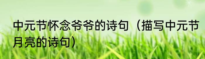 中元节怀念爷爷的诗句（描写中元节月亮的诗句）