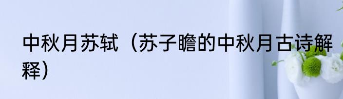 中秋月苏轼（苏子瞻的中秋月古诗解释）