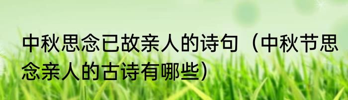 中秋思念已故亲人的诗句（中秋节思念亲人的古诗有哪些）