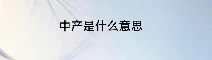 中产是什么意思