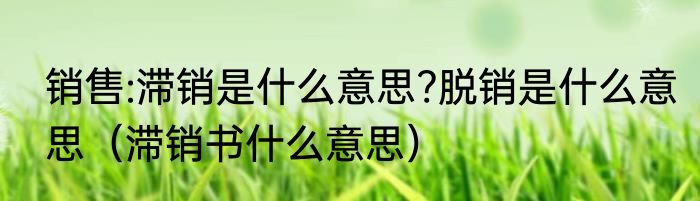 销售:滞销是什么意思?脱销是什么意思（滞销书什么意思）