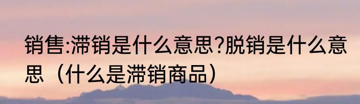 销售:滞销是什么意思?脱销是什么意思（什么是滞销商品）