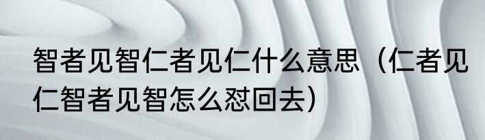 智者见智仁者见仁什么意思（仁者见仁智者见智怎么怼回去）