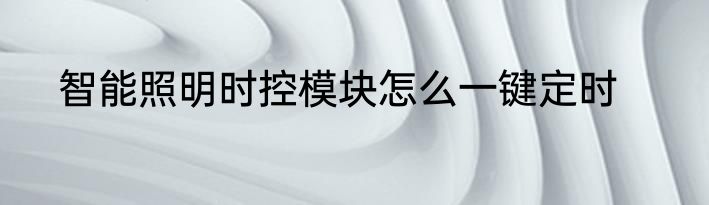 智能照明时控模块怎么一键定时