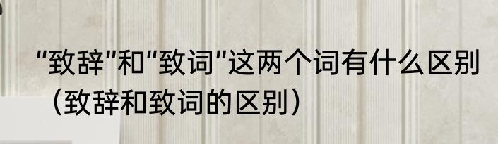 “致辞”和“致词”这两个词有什么区别（致辞和致词的区别）