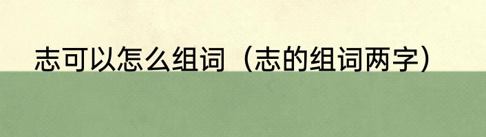 志可以怎么组词（志的组词两字）