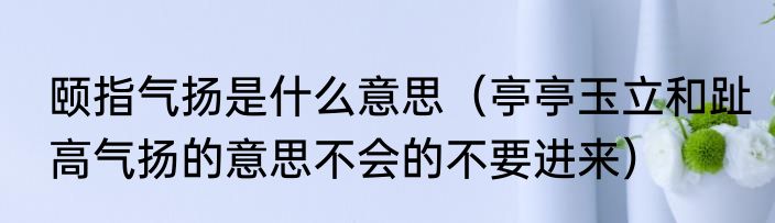 颐指气扬是什么意思（亭亭玉立和趾高气扬的意思不会的不要进来）