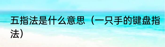 五指法是什么意思（一只手的键盘指法）
