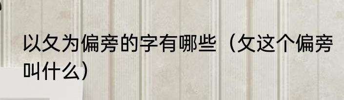 以夂为偏旁的字有哪些（攵这个偏旁叫什么）
