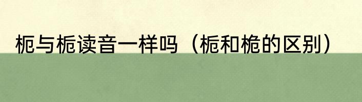 枙与栀读音一样吗（栀和桅的区别）