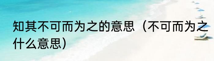 知其不可而为之的意思（不可而为之什么意思）