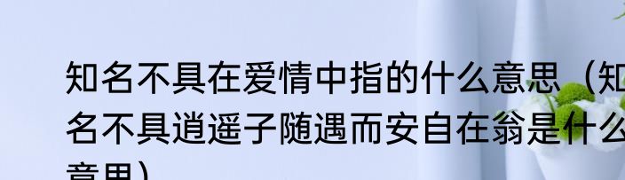 知名不具在爱情中指的什么意思（知名不具逍遥子随遇而安自在翁是什么意思）