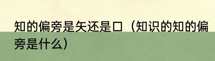 知的偏旁是矢还是口（知识的知的偏旁是什么）