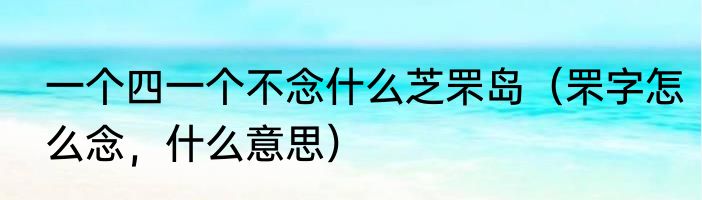 一个四一个不念什么芝罘岛（罘字怎么念，什么意思）
