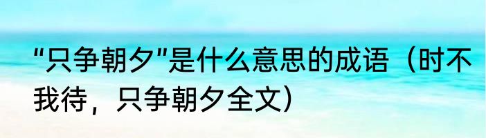 “只争朝夕”是什么意思的成语（时不我待，只争朝夕全文）