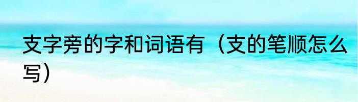 支字旁的字和词语有（支的笔顺怎么写）