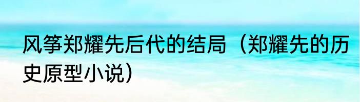 风筝郑耀先后代的结局（郑耀先的历史原型小说）