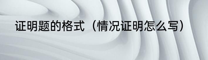 证明题的格式（情况证明怎么写）