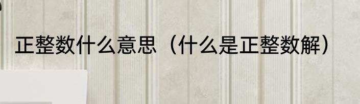 正整数什么意思（什么是正整数解）
